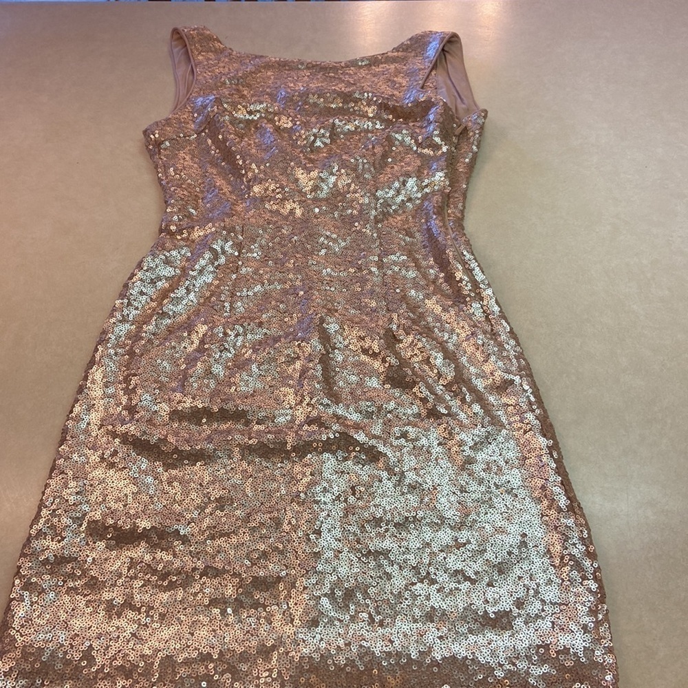 Lulus Sequin Dress New Years Party Sleeveless Rose Gold Bronze Slouch Back S - Picture 7 of 10